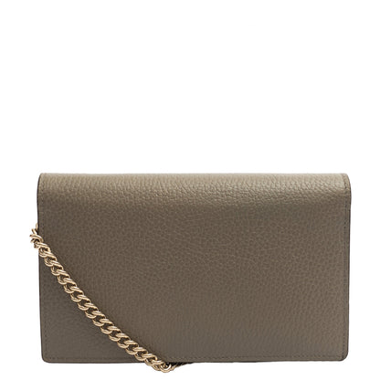 Gucci Cross Body Dollar Interlocking GG Wallet On Chain in Grey, Leather — Top View