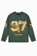 PLAYERS ONLY WASHED FORREST GREEN DISTRESSED 97 JERSEY LONG SLEEVE — Small — Front View
