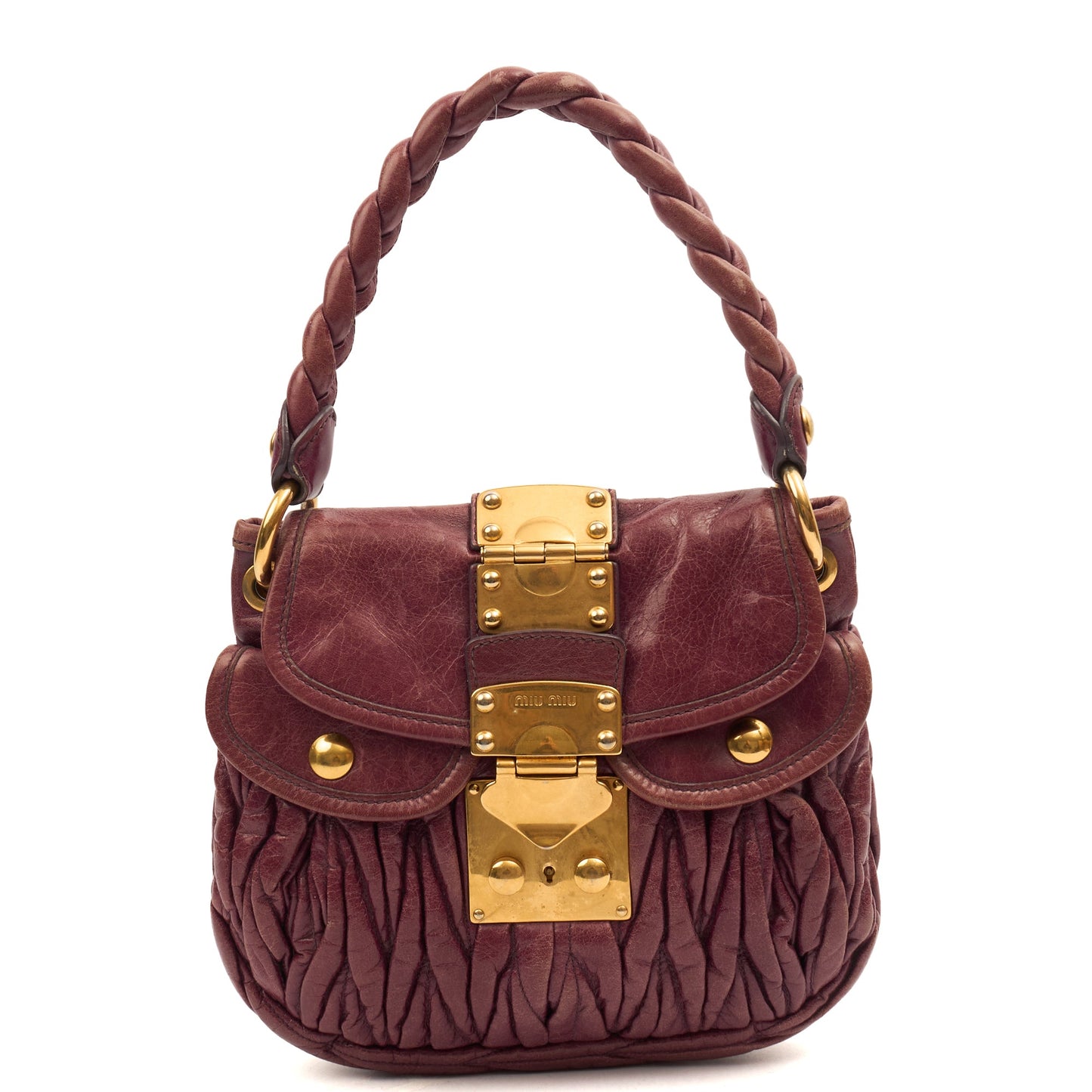 Miu Miu Shoulder Bag Coffer Shoulder Bag  in Purple, Leather — Front View