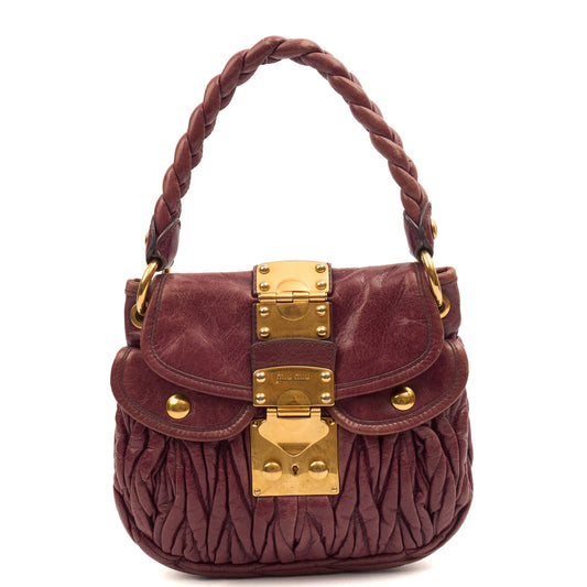 Miu Miu Shoulder Bag Coffer Shoulder Bag  in Purple, Leather — Front View
