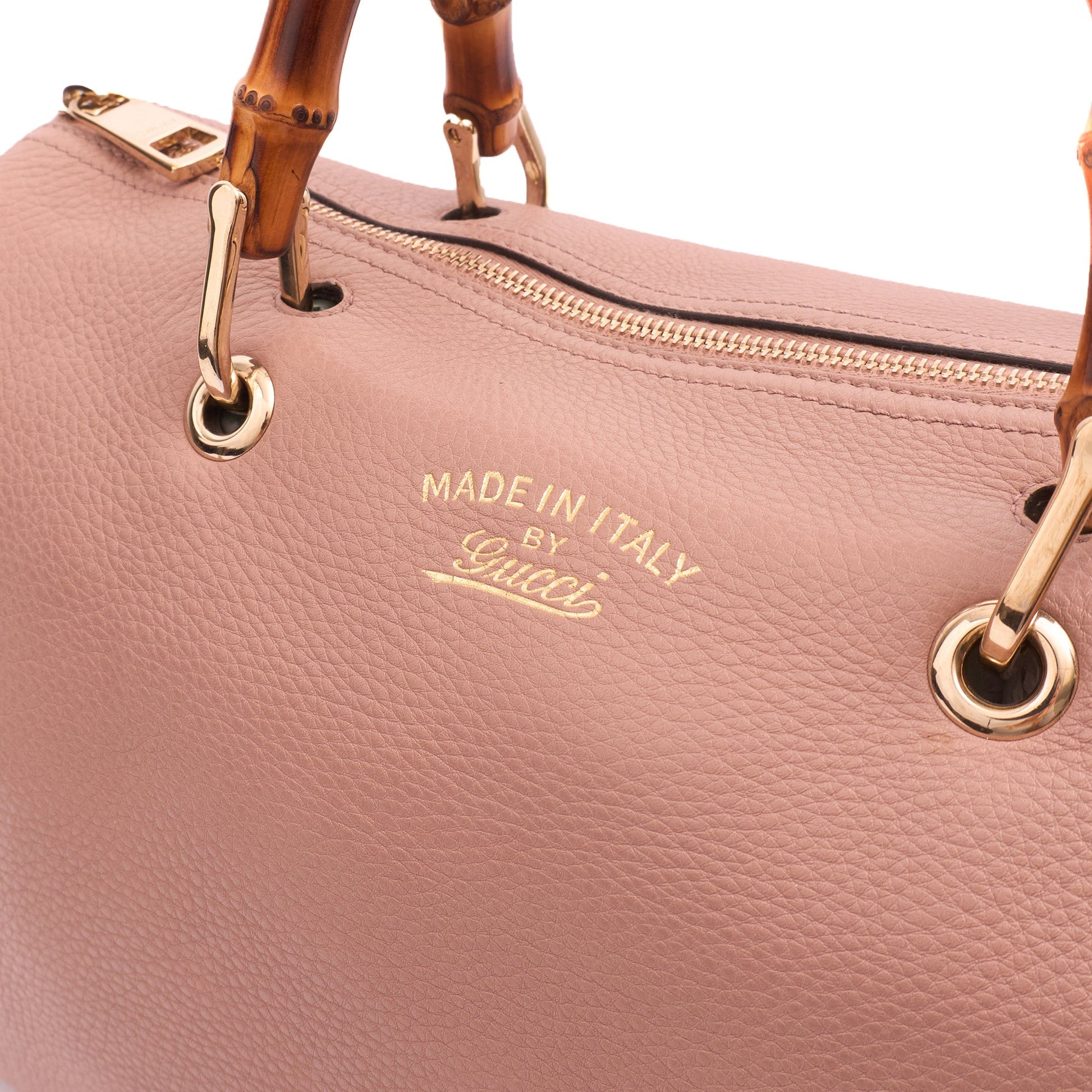 Gucci Top Handle Bamboo Shopper  in Pink, Leather — Side View