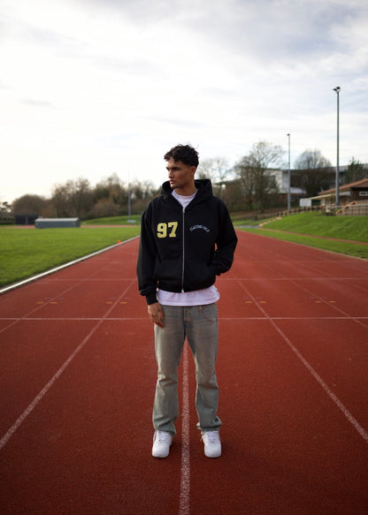 PLAYERS ONLY BLACK JERSEY ZIP HOODIE — Small — Top View