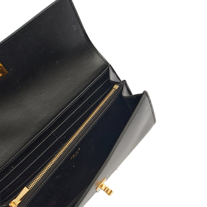 Celine Purse Wallet in Black, Box Calfskin — Detail View