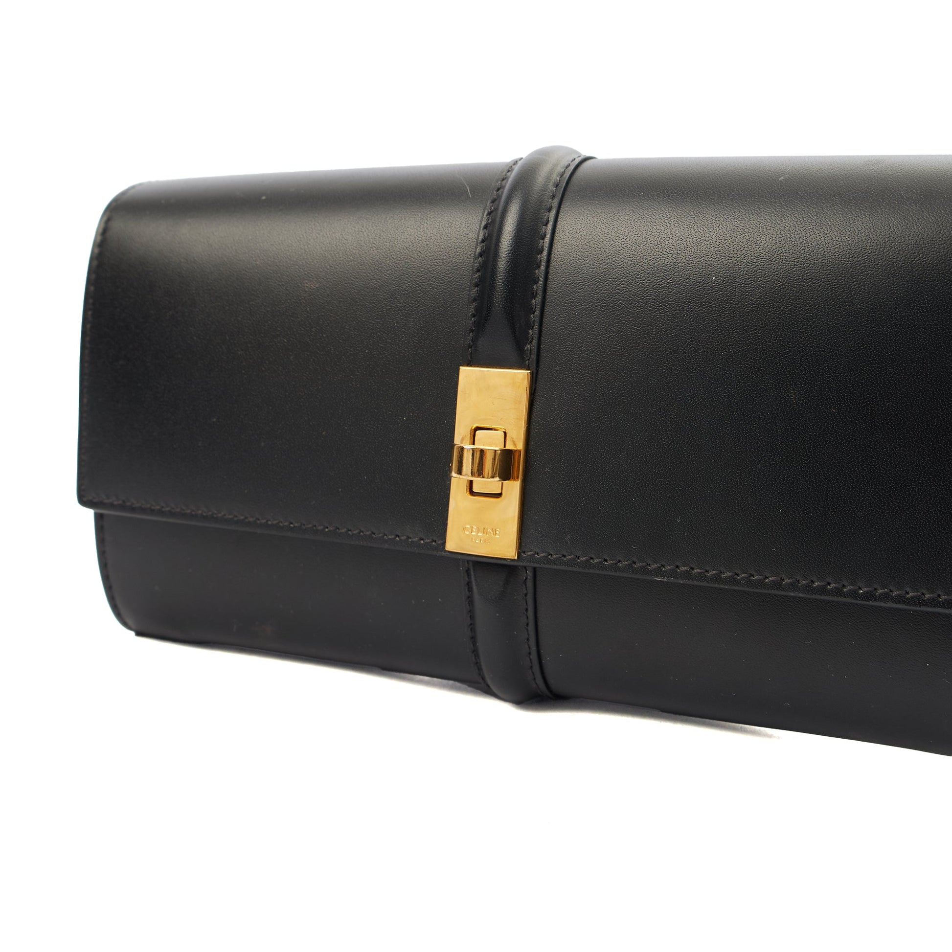 Celine Purse Wallet in Black, Box Calfskin — Lifestyle View