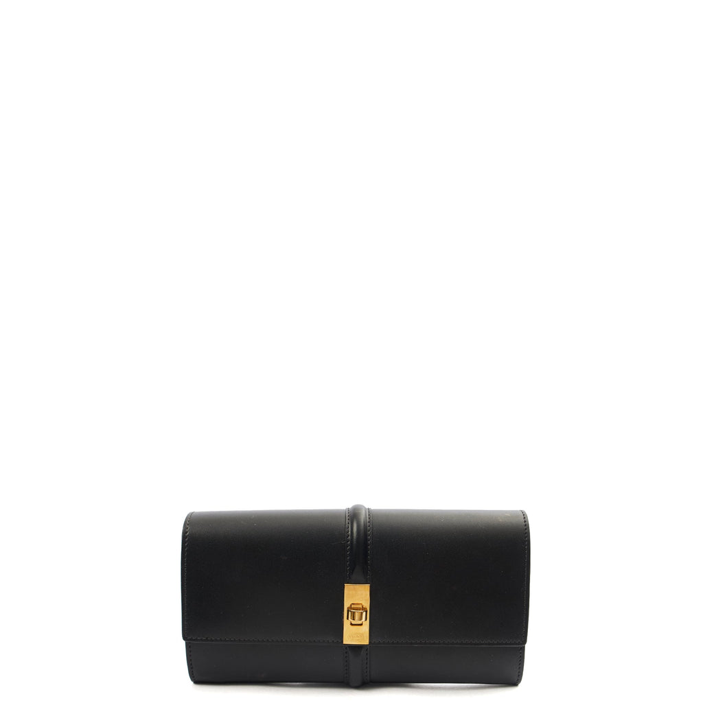 Celine Purse Wallet in Black, Box Calfskin — Front View