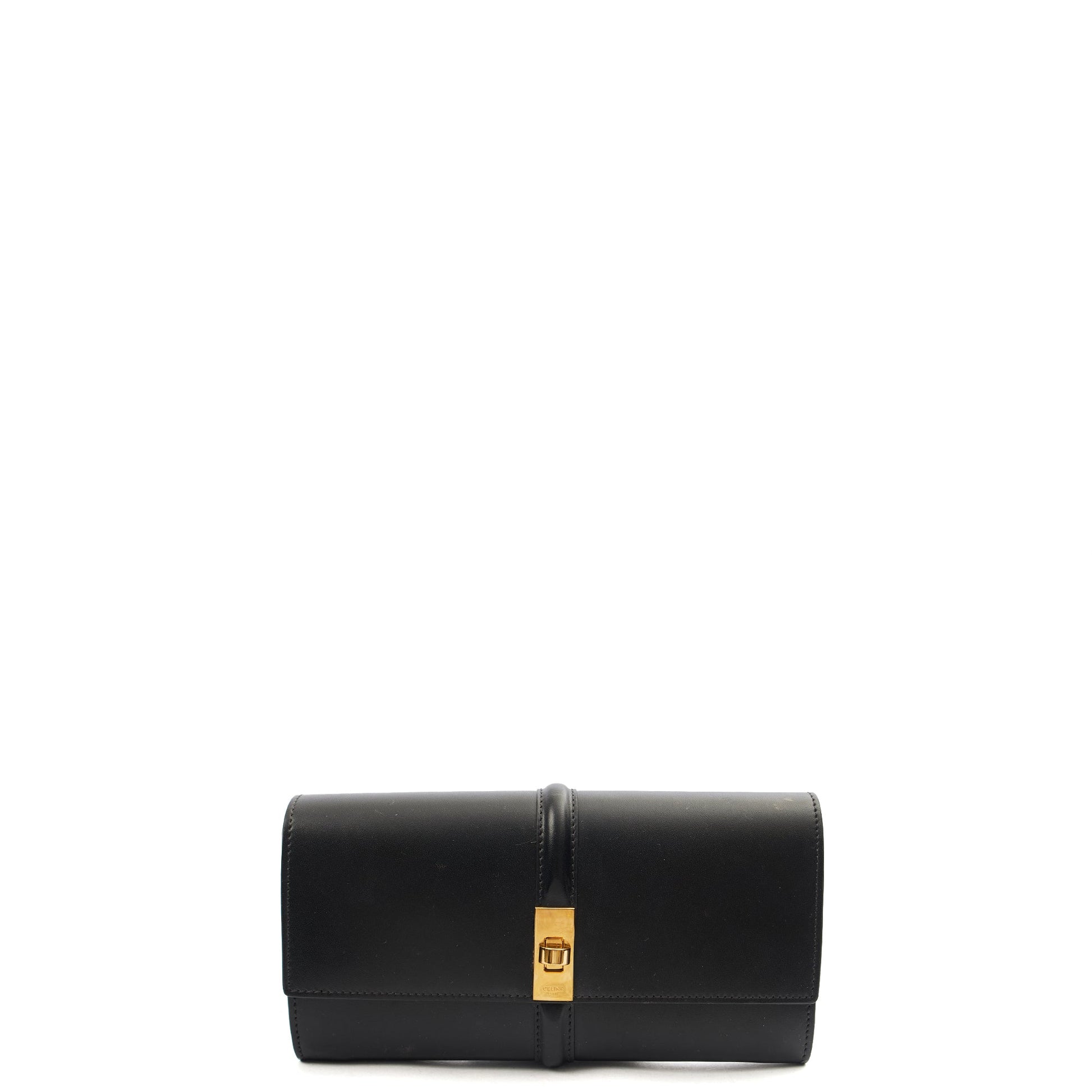 Celine Purse Wallet in Black, Box Calfskin — Front View