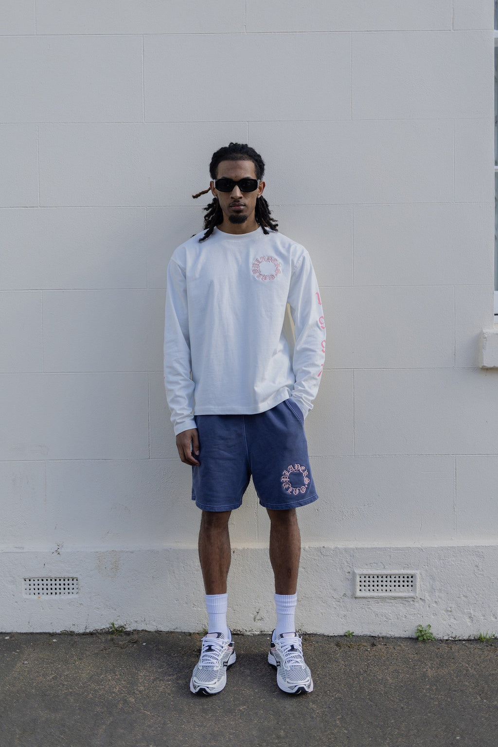 PLAYERS ONLY ECRU - PINK EMBROIDERED LONG SLEEVE — Small — Detail View