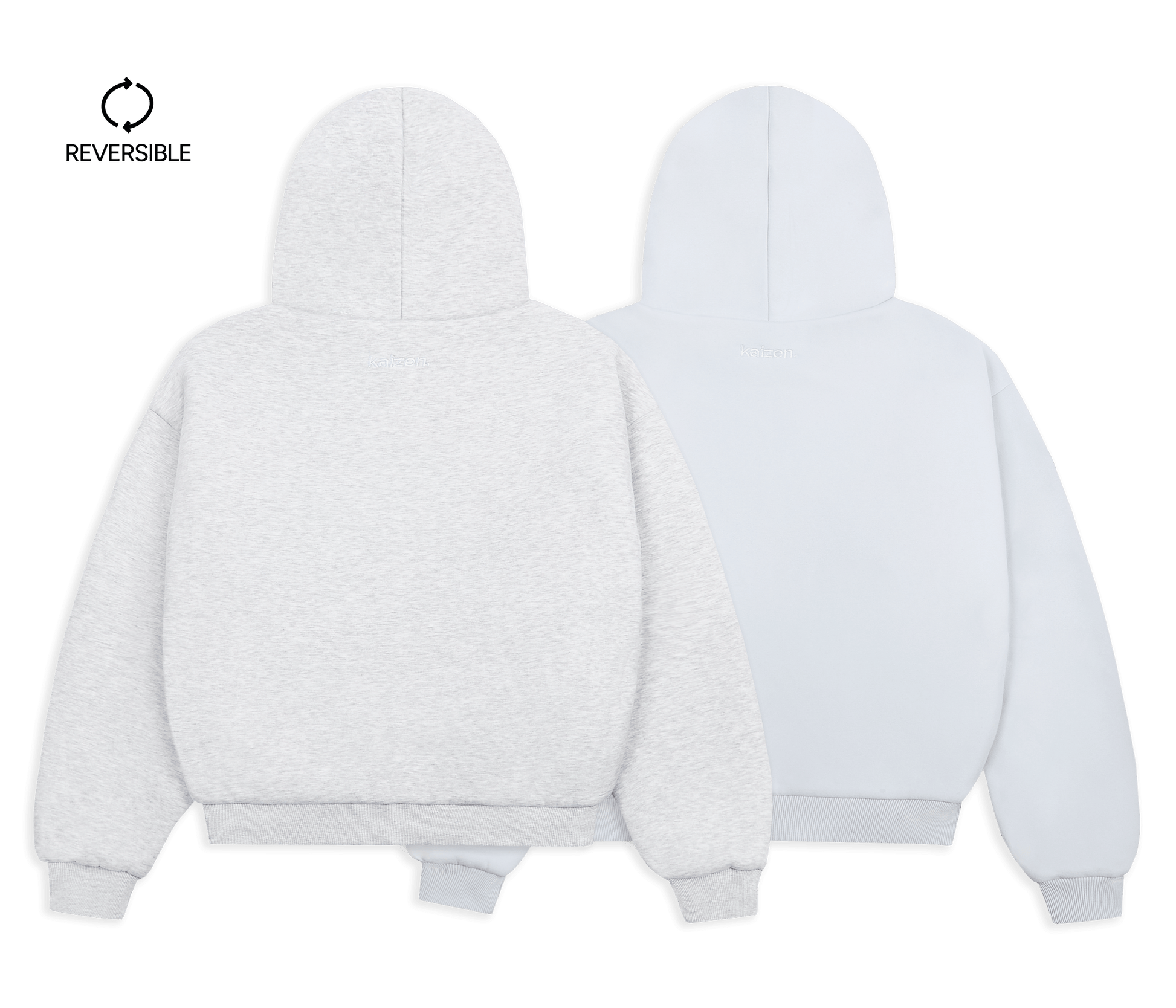 KAIZEN MARKET GREY/STONE REVERSIBLE ZIP HOODIE - 3RD ANNIVERSARY — XS — Side View