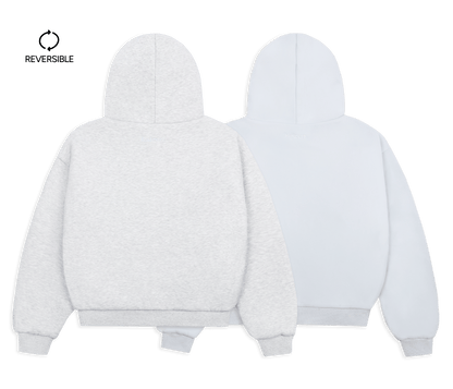 KAIZEN MARKET GREY/STONE REVERSIBLE ZIP HOODIE - 3RD ANNIVERSARY — XS — Side View