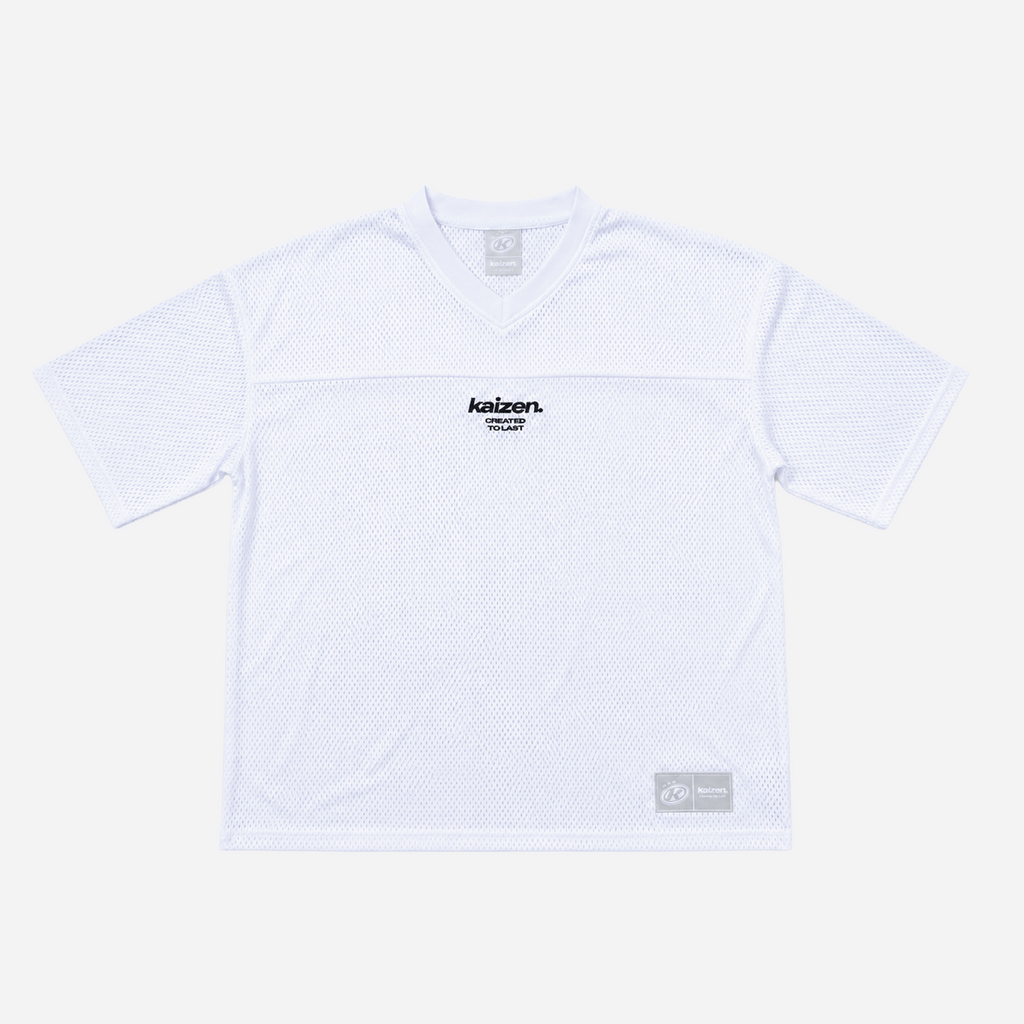 KAIZEN MARKET WHITE MESH JERSEY — XS — Front View