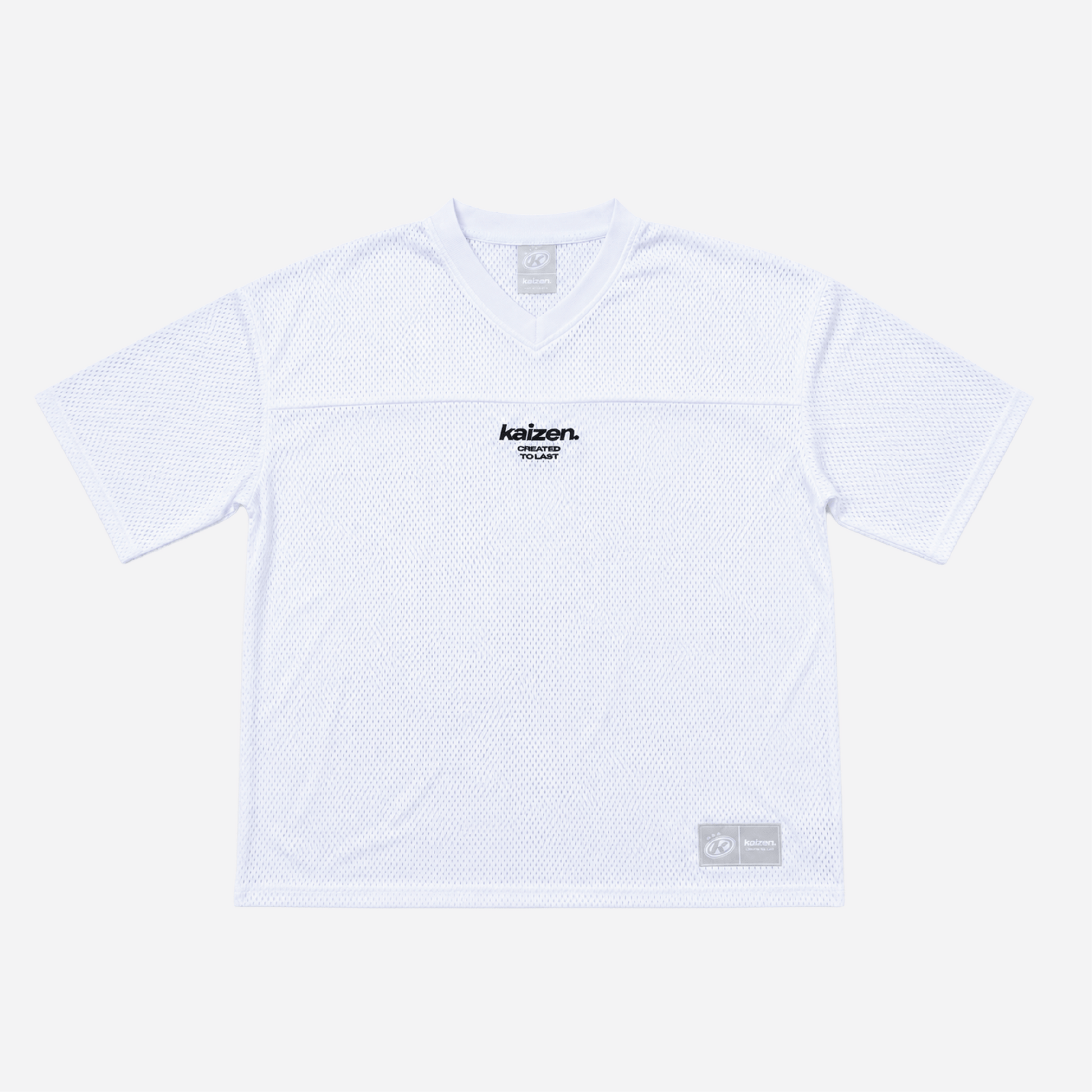 KAIZEN MARKET WHITE MESH JERSEY — XS — Front View