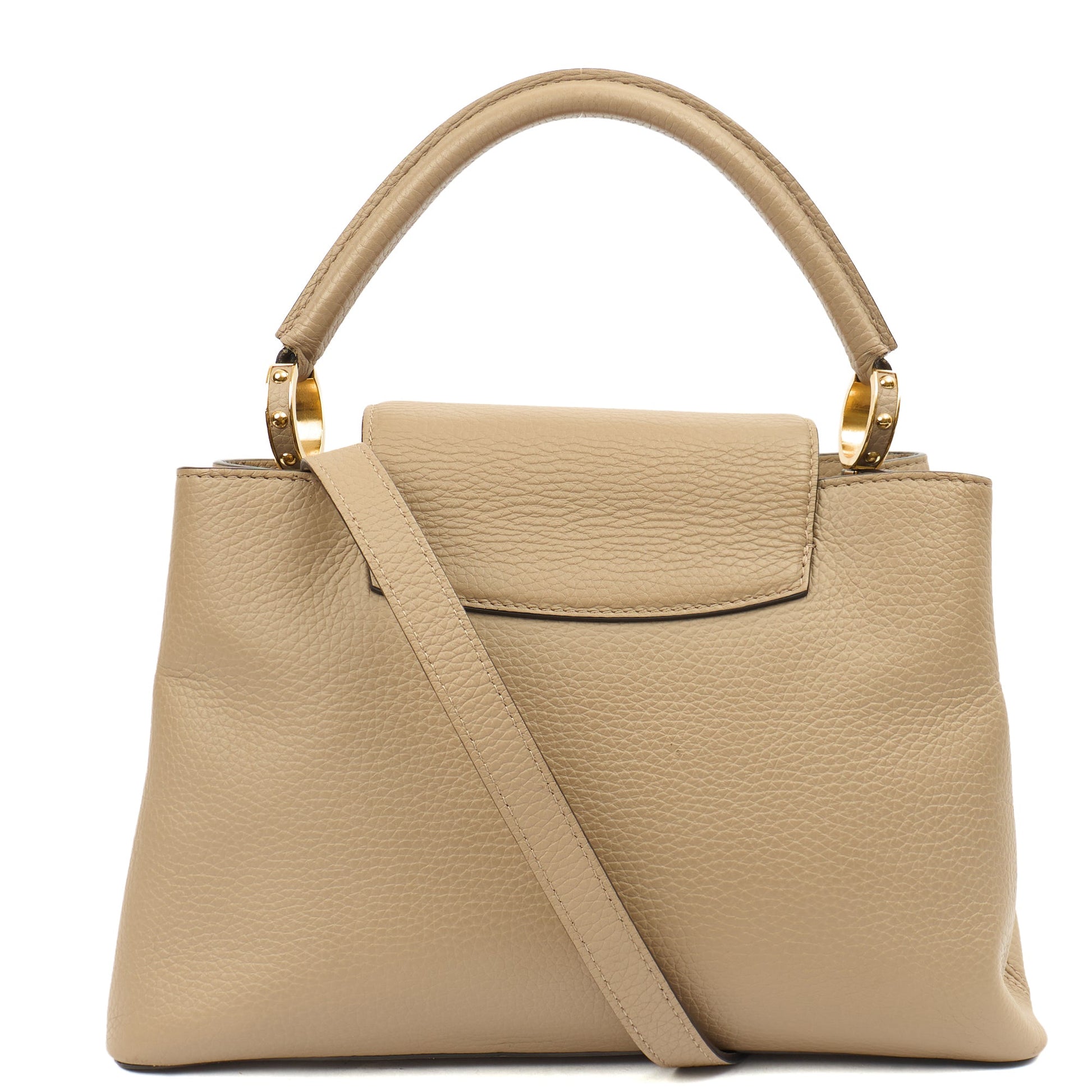 Louis Vuitton Top Handle Capucines MM in Galet, Taurillon Leather — Top View