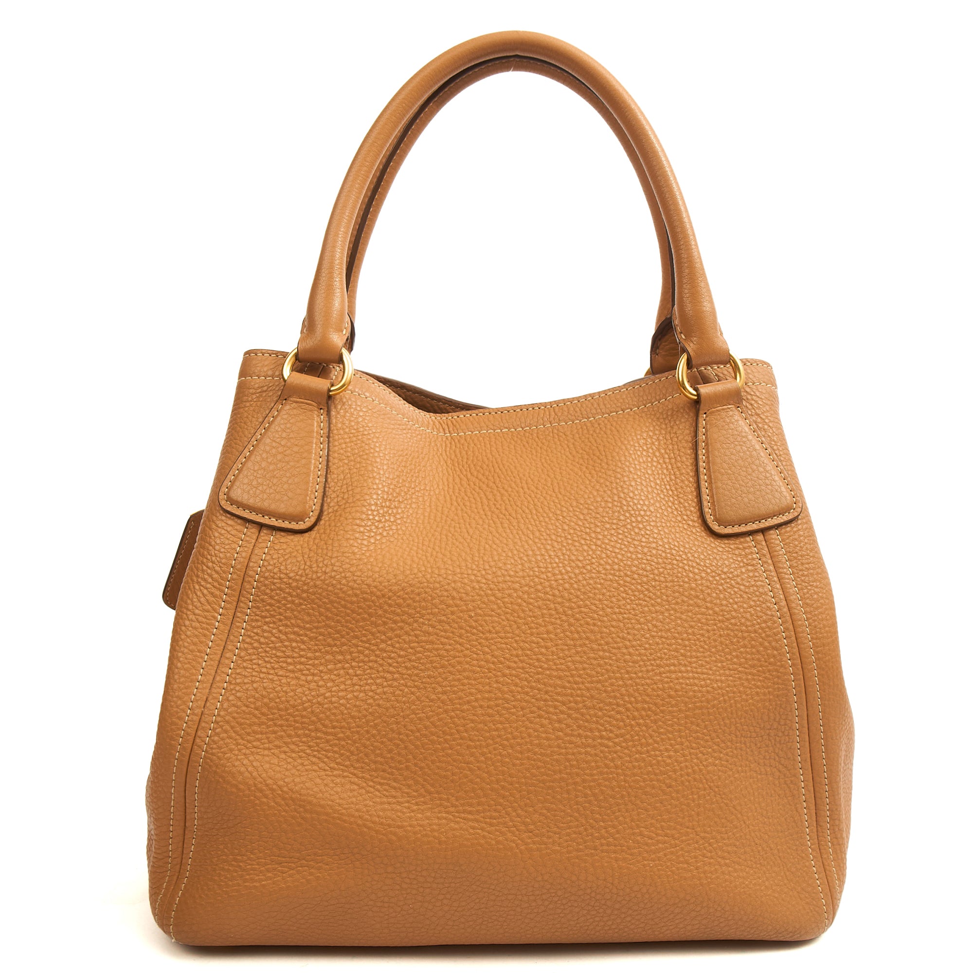 Prada Tote Vitello Daino Tote in Neutral, Calfskin — Detail View
