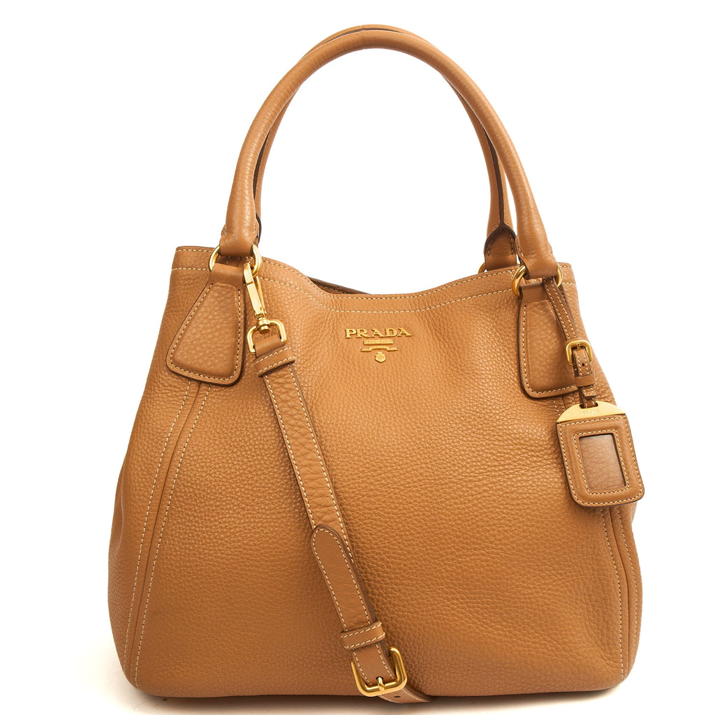 Prada Tote Vitello Daino Tote in Neutral, Calfskin — Front View