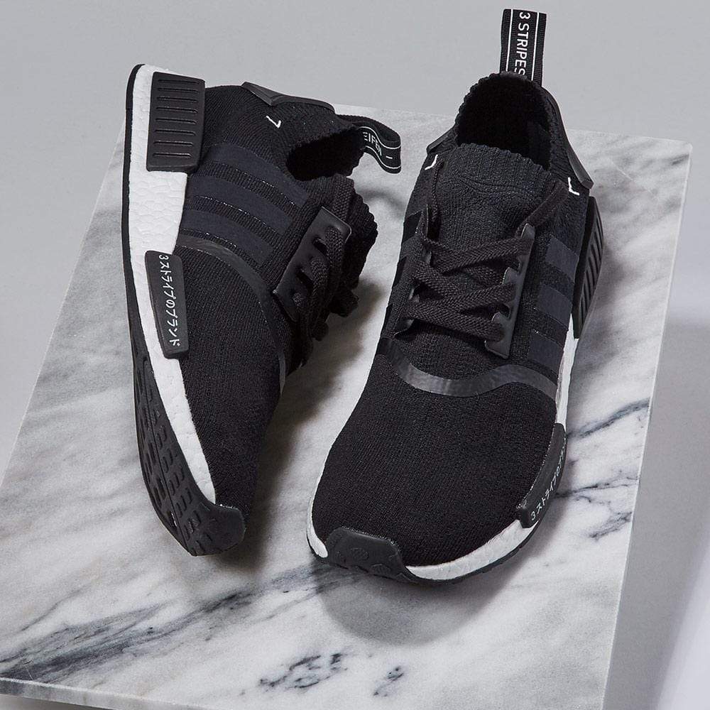 Adidas NMD R1 Primeknit Core Black Japan Pack — UK 3.5 | EU 36 | US 4 — Side View