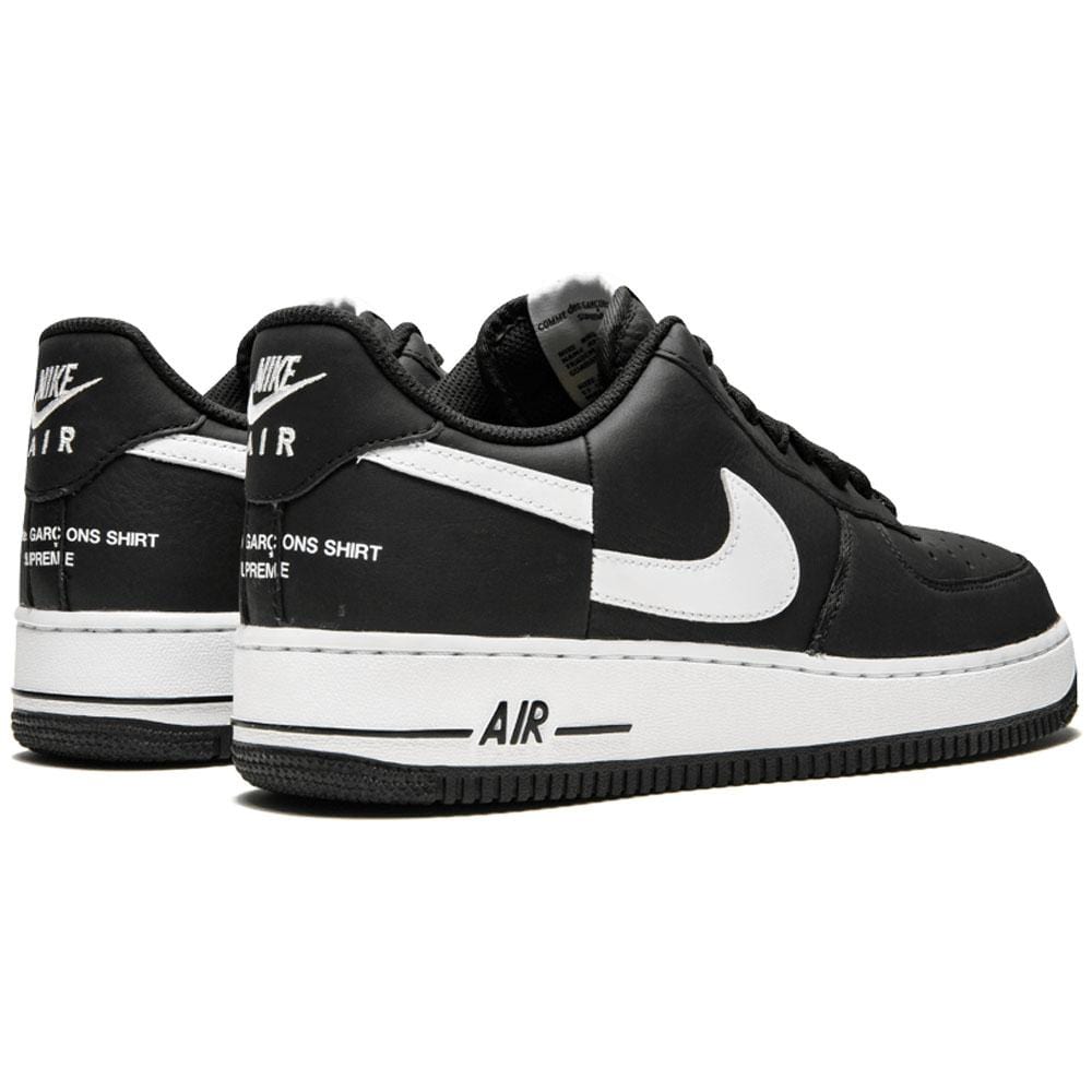 Supreme x Comme des Garcons x Nike Air Force 1 Low Black White — UK 3 | EU 35.5 | US 3.5 — Back View