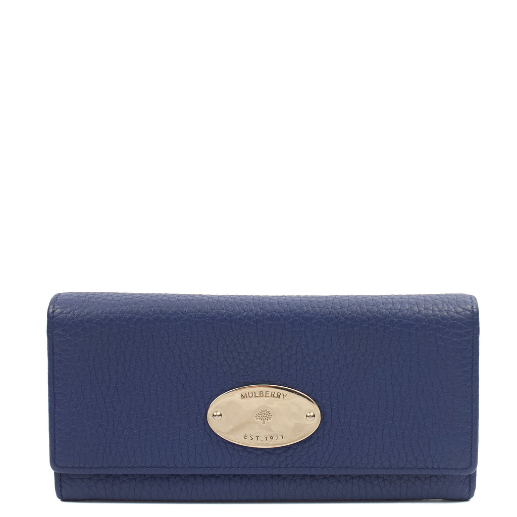 Mulberry Purse Wallet in Blue, Leather — Front View