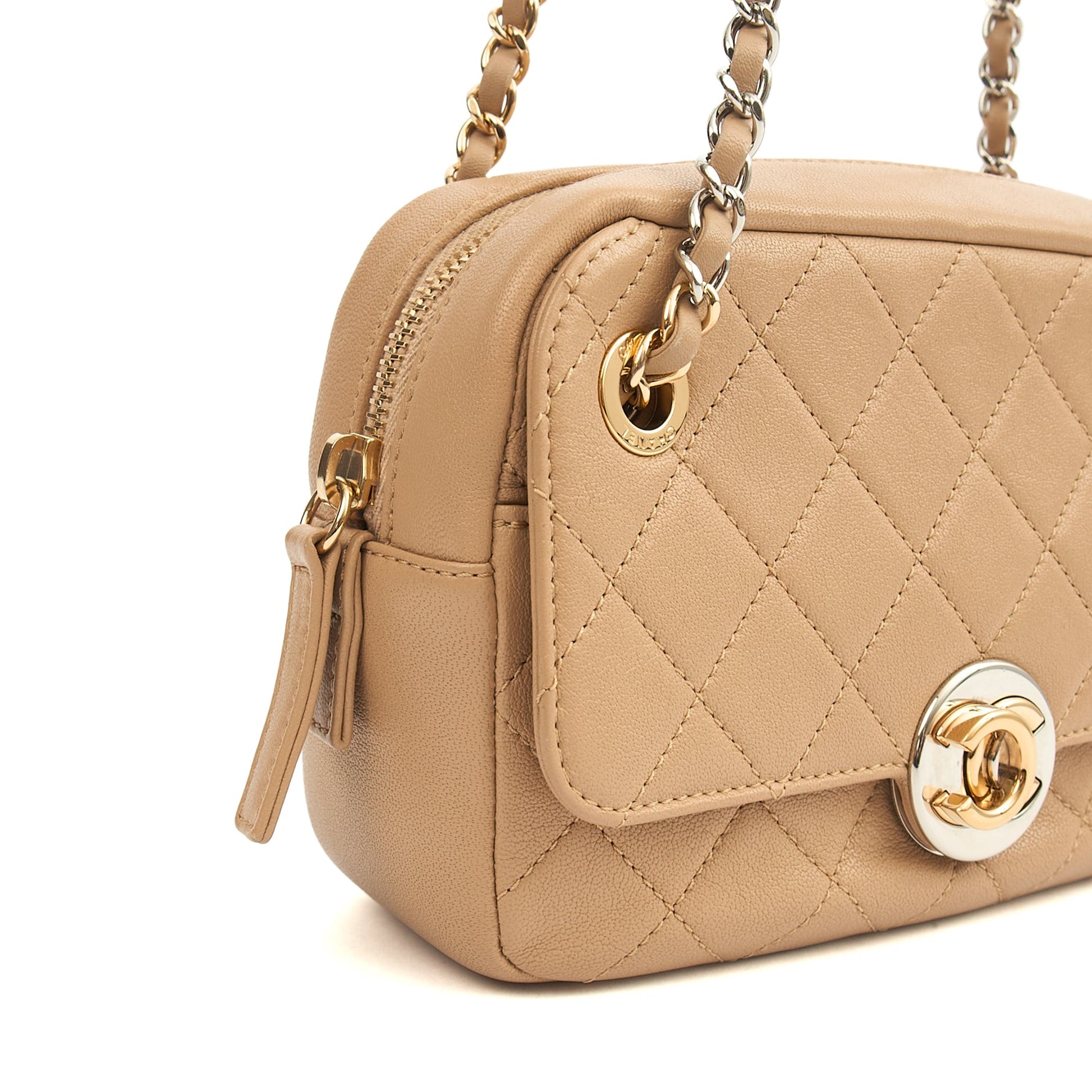 Chanel Cross Body Camera Bag in Neutral, Leather — Alternate View 7