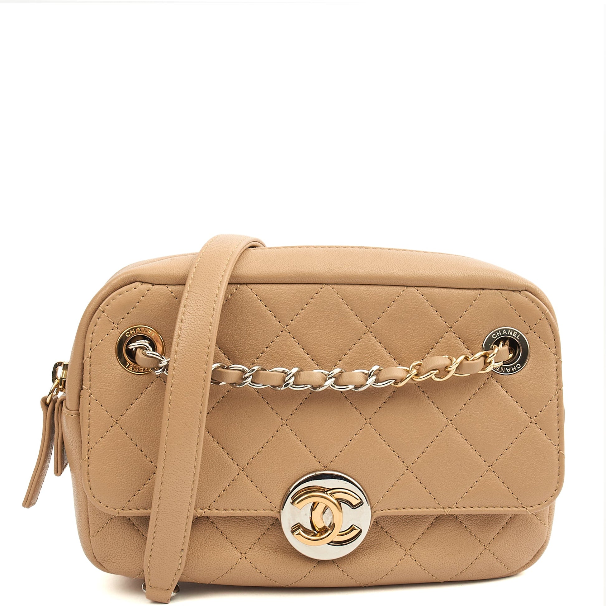 Chanel Cross Body Camera Bag in Neutral, Leather — Alternate View 10