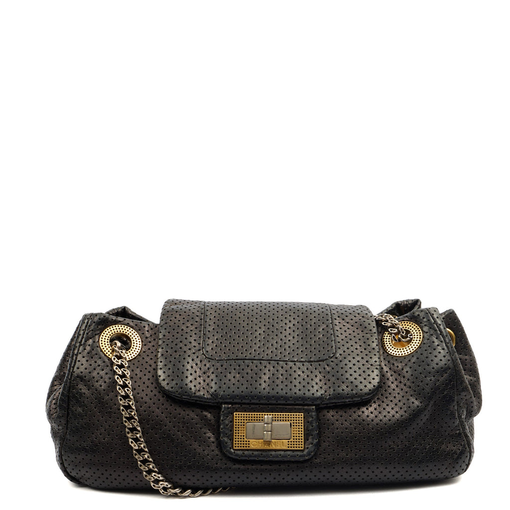 Chanel Shoulder Bag Reissue Accordion Flap in Black, Leather — Front View