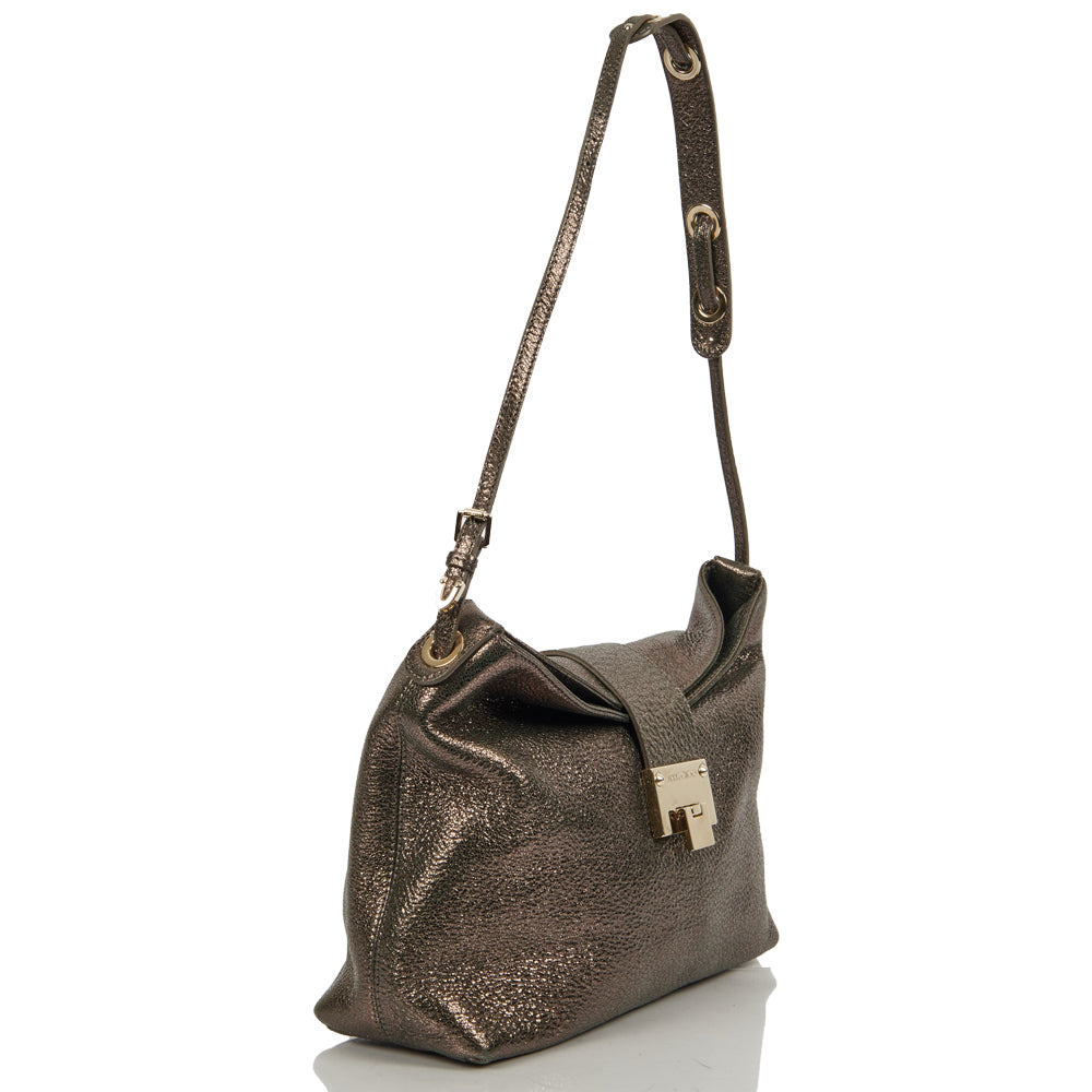 Jimmy Choo Cross Body Shoulder Bag in Metallic, Leather — Side View