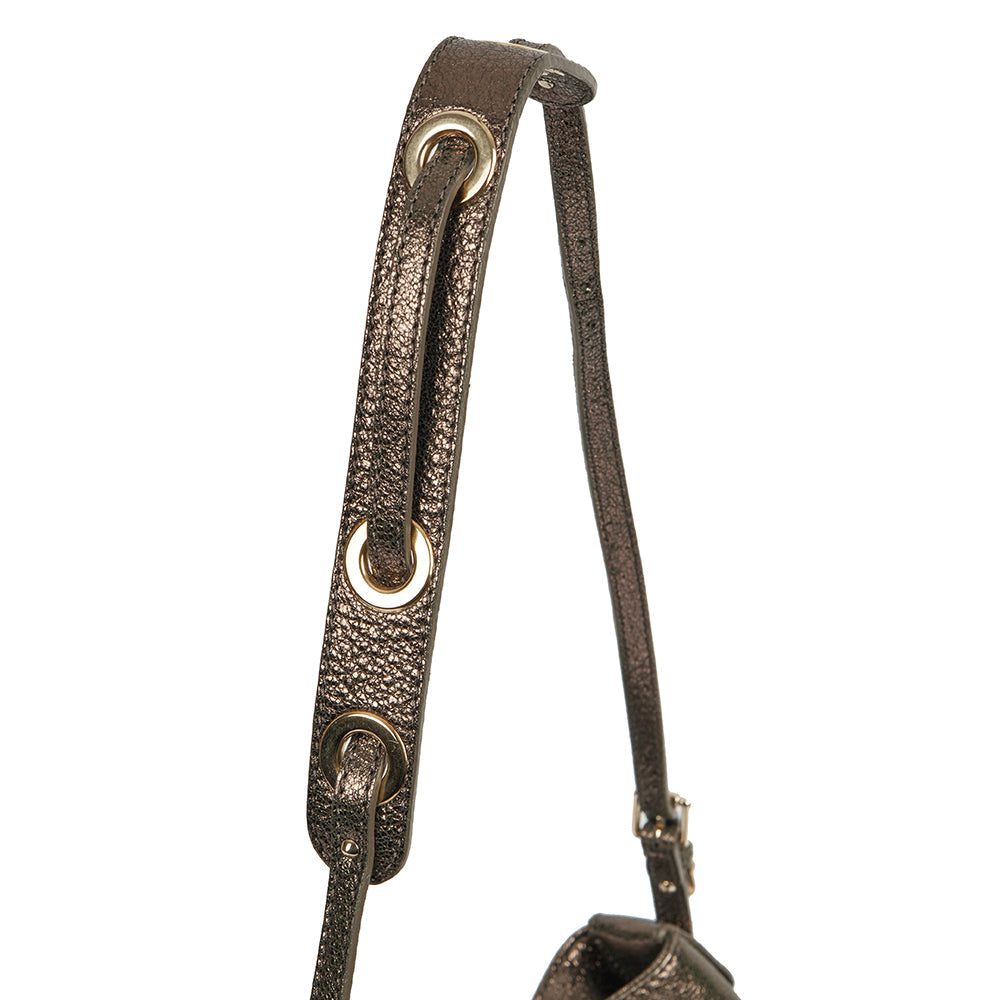 Jimmy Choo Cross Body Shoulder Bag in Metallic, Leather — Detail View
