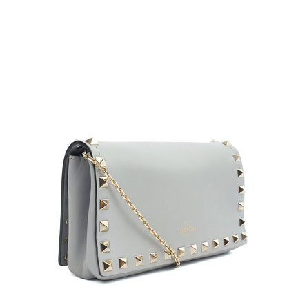 Valentino Cross Body Rockstud Crossbody Bag - Small in Grey, Calfskin — Alternate View 8
