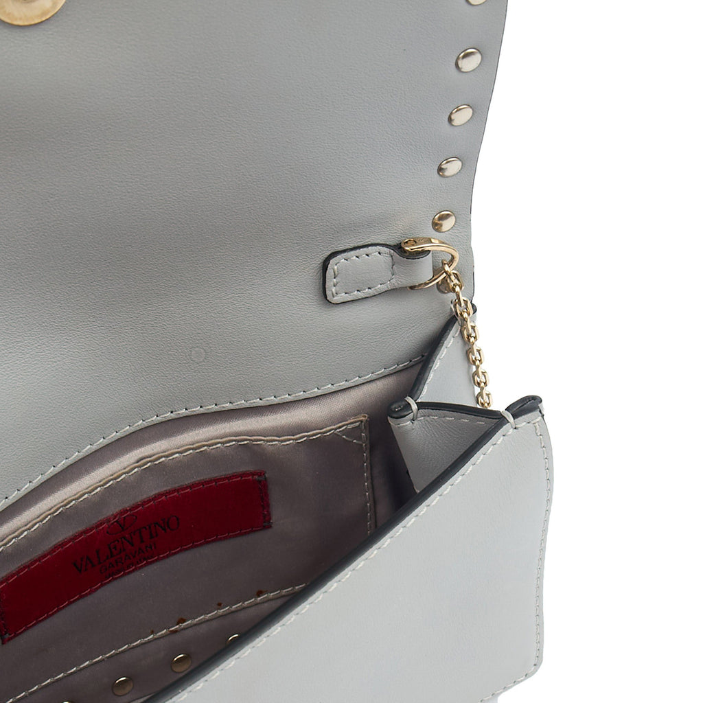Valentino Cross Body Rockstud Crossbody Bag - Small in Grey, Calfskin — Detail View