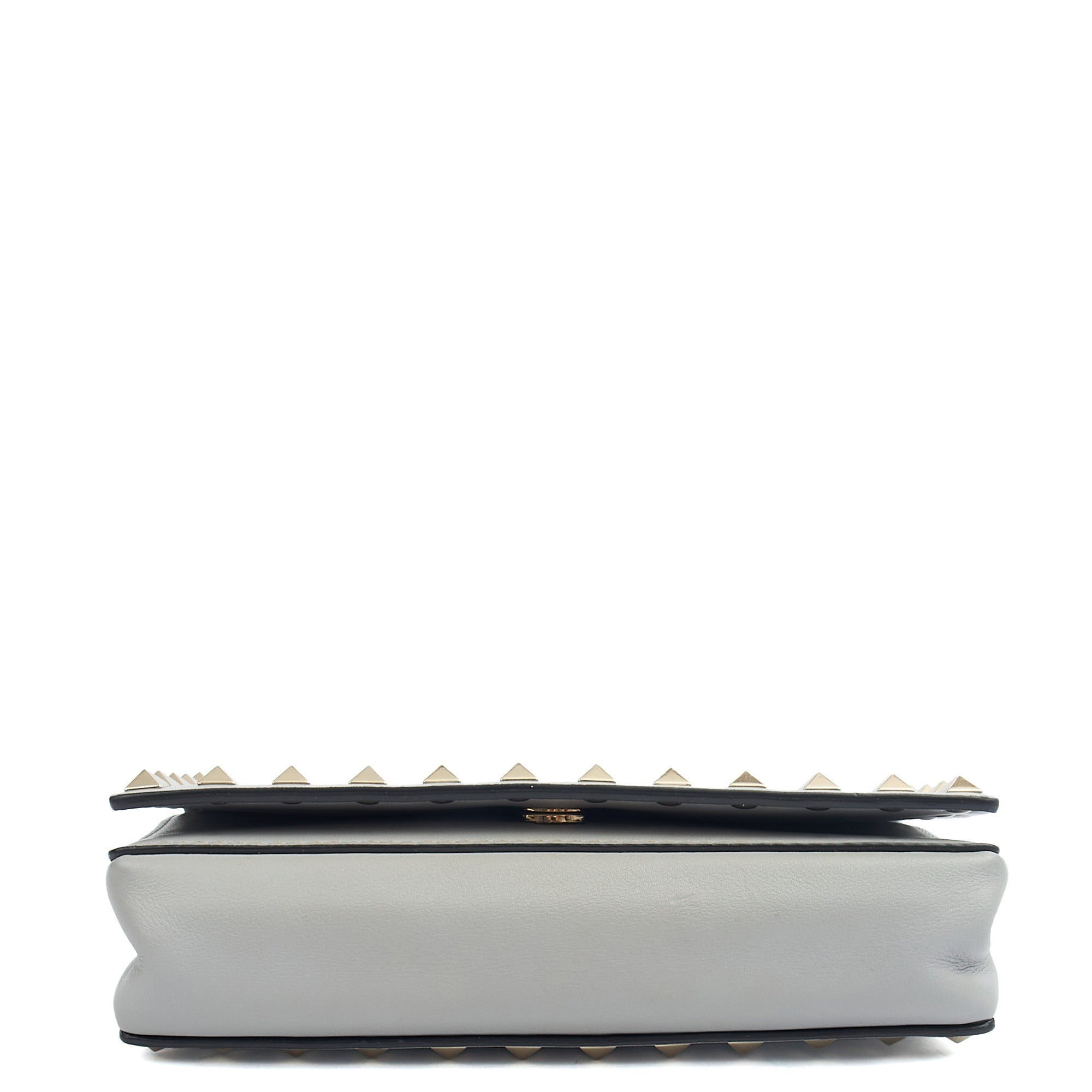 Valentino Cross Body Rockstud Crossbody Bag - Small in Grey, Calfskin — Top View