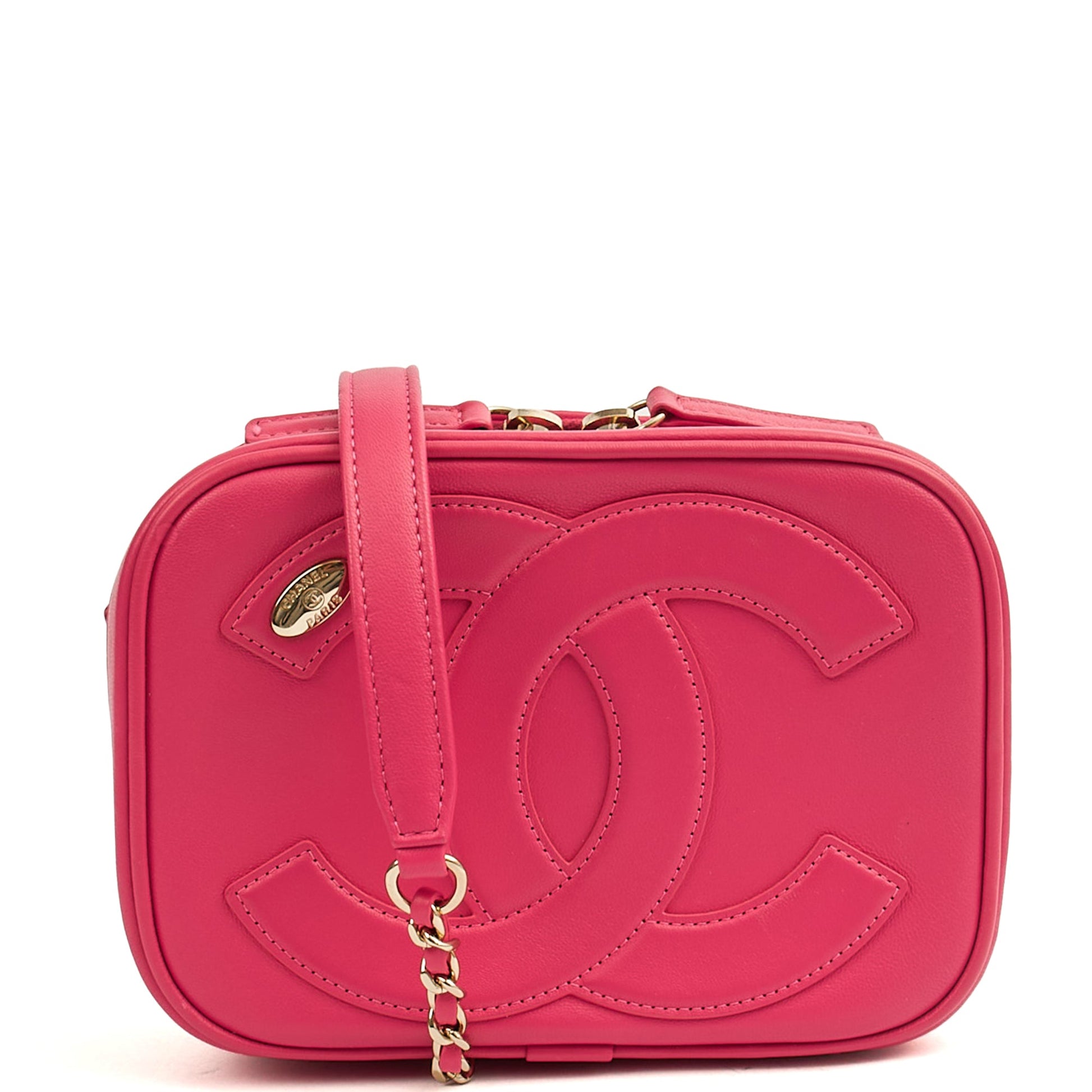 Chanel Cross Body Camera Bag in Pink, Lambskin Leather — Front View