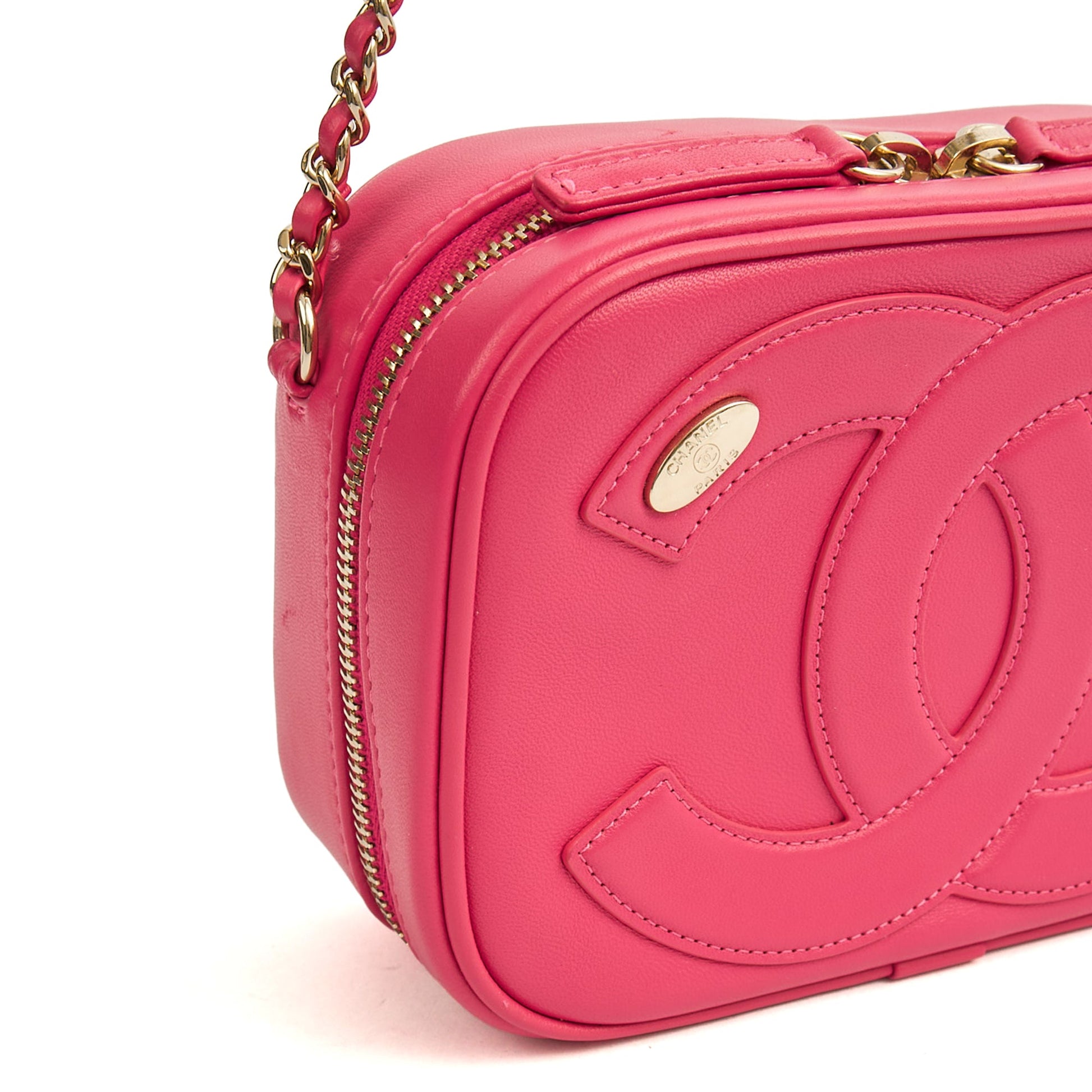 Chanel Cross Body Camera Bag in Pink, Lambskin Leather — Lifestyle View