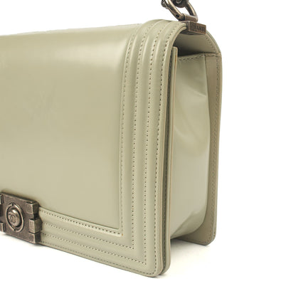 Chanel Shoulder Bag Boy - Medium in Grey, Patent Leather — Alternate View 29