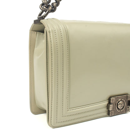 Chanel Shoulder Bag Boy - Medium in Grey, Patent Leather — Alternate View 8