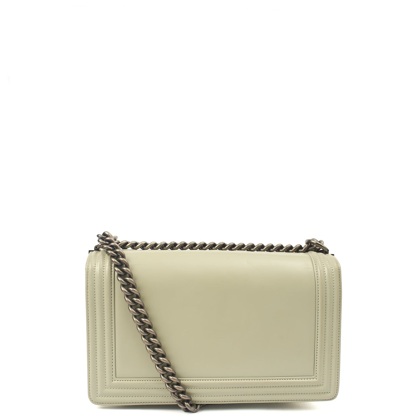 Chanel Shoulder Bag Boy - Medium in Grey, Patent Leather — Alternate View 23