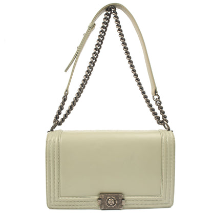 Chanel Shoulder Bag Boy - Medium in Grey, Patent Leather — Alternate View 25