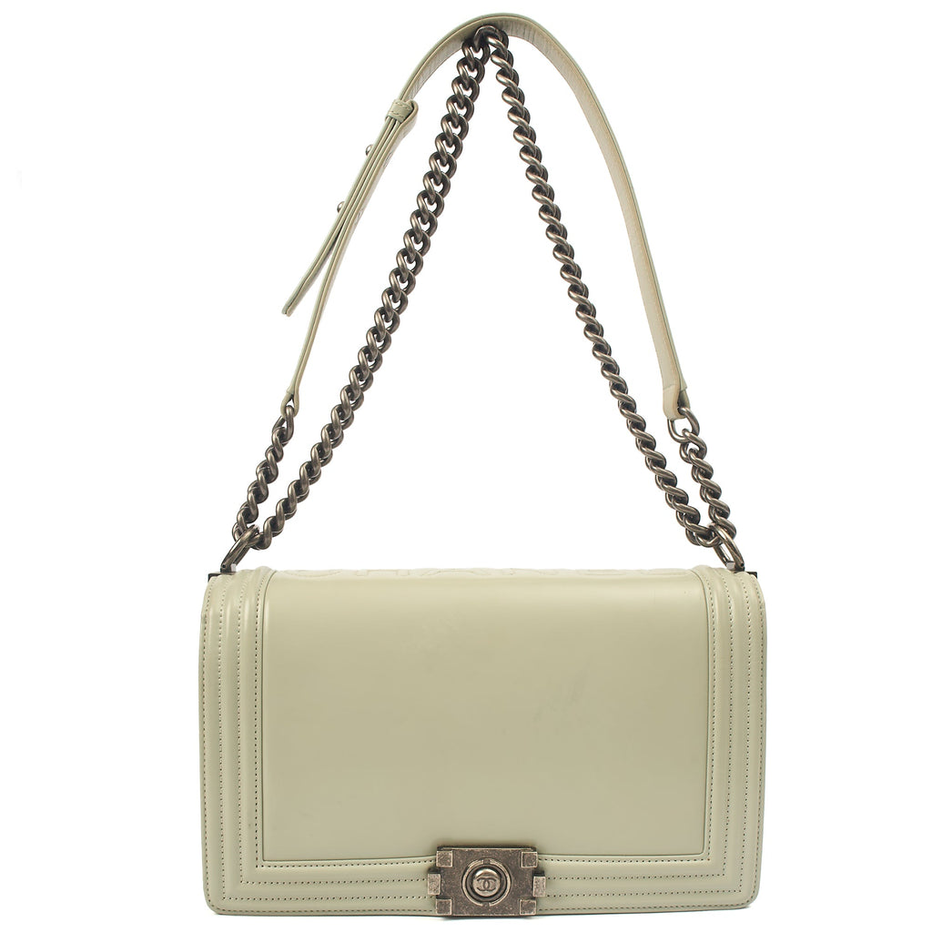 Chanel Shoulder Bag Boy - Medium in Grey, Patent Leather — Alternate View 15