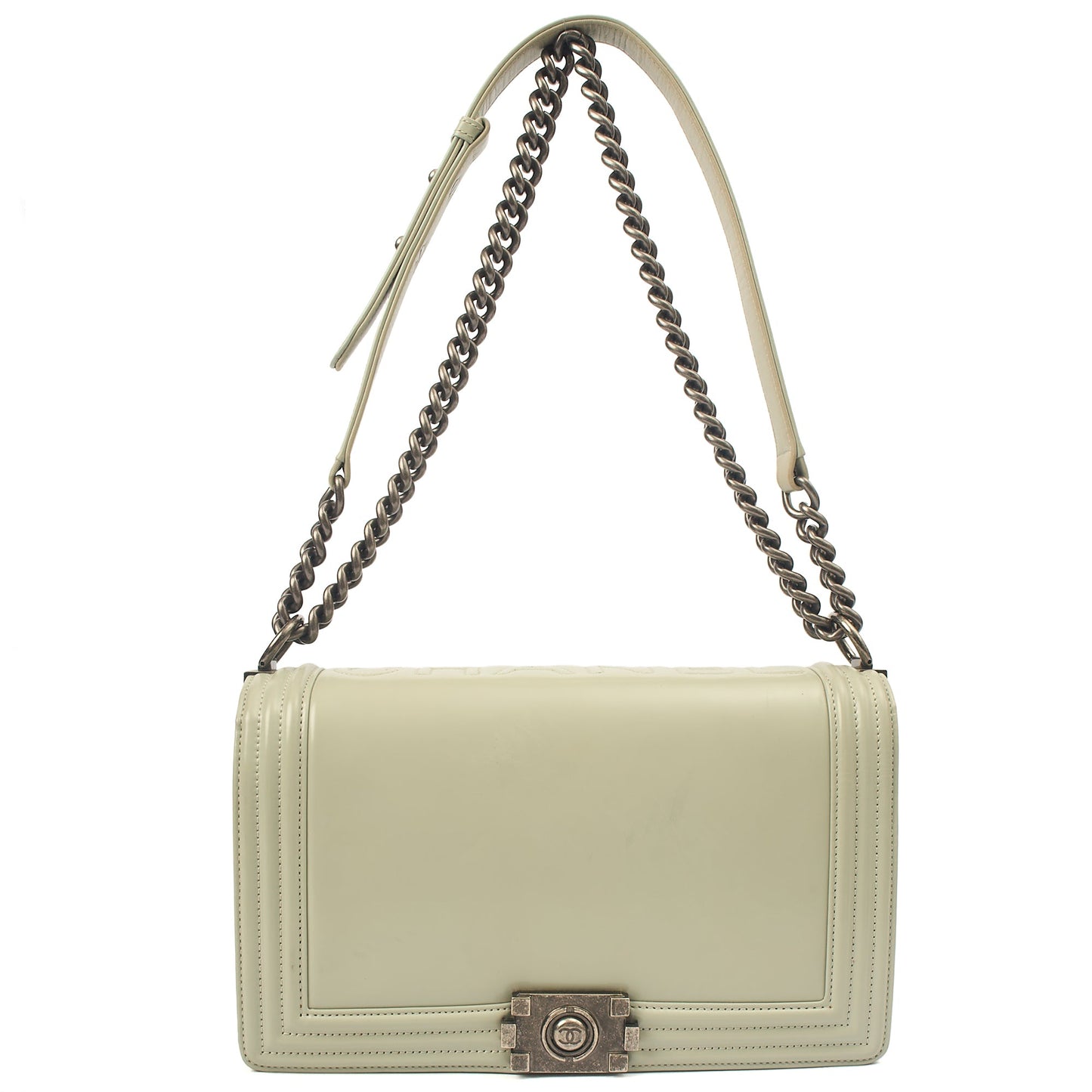 Chanel Shoulder Bag Boy - Medium in Grey, Patent Leather — Alternate View 15