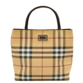 Burberry Tote Check Tote in Brown, Leather — Front View