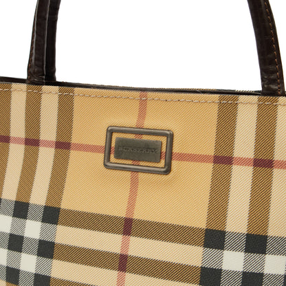 Burberry Tote Check Tote in Brown, Leather — Lifestyle View