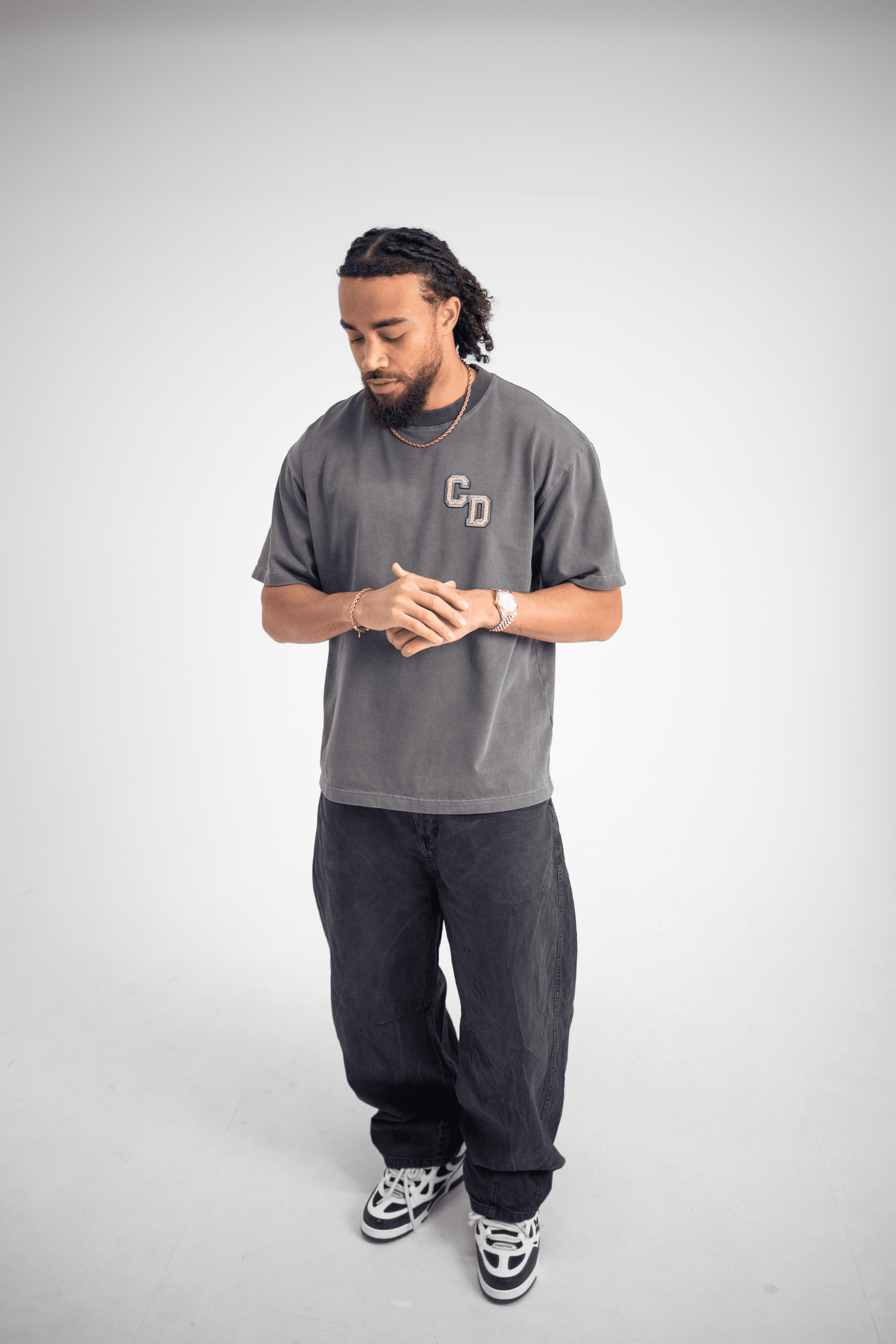 Cardair CD logo T shirt - Washed Charcoal — S — Back View