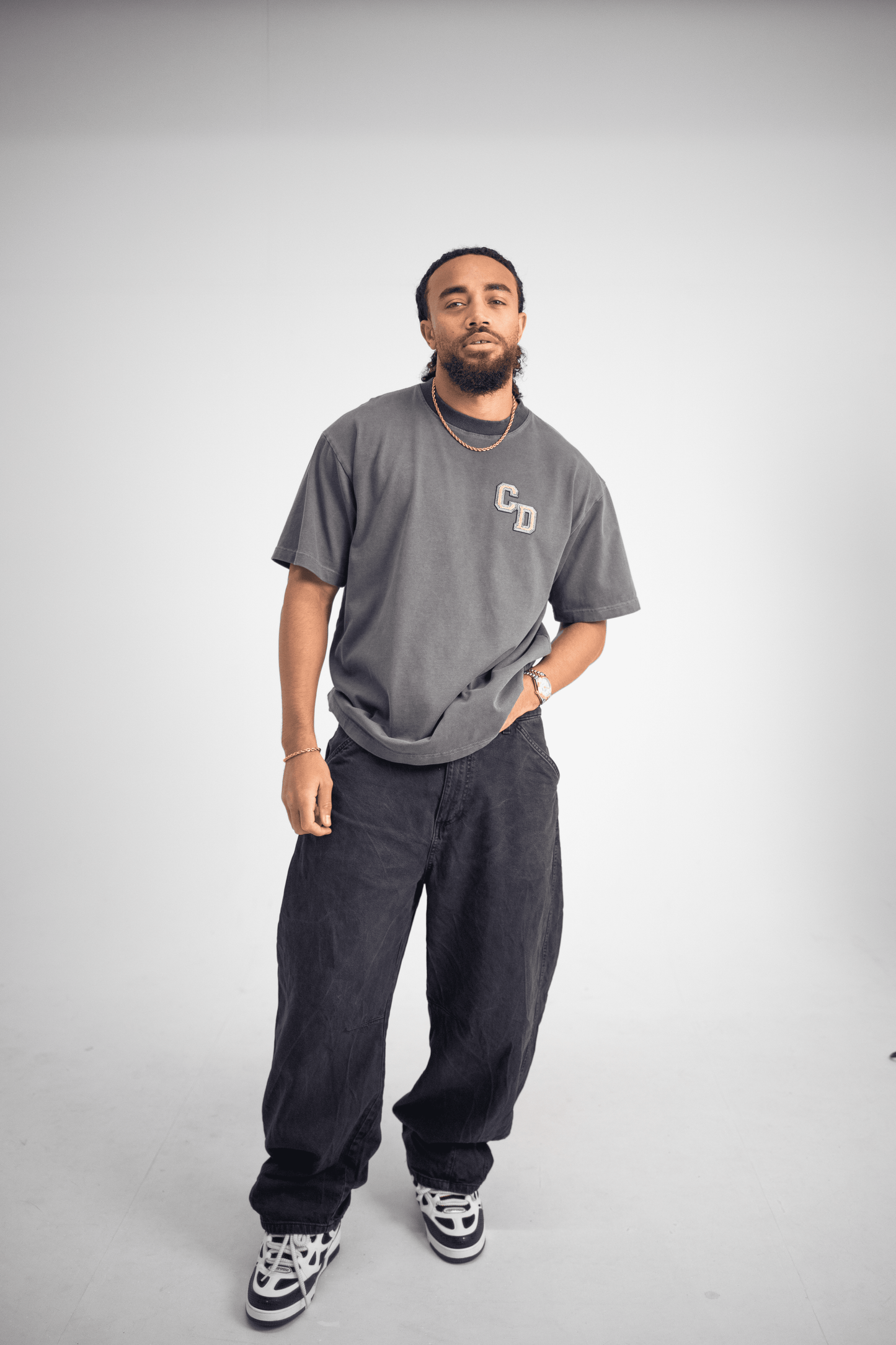 Cardair CD logo T shirt - Washed Charcoal — S — Side View