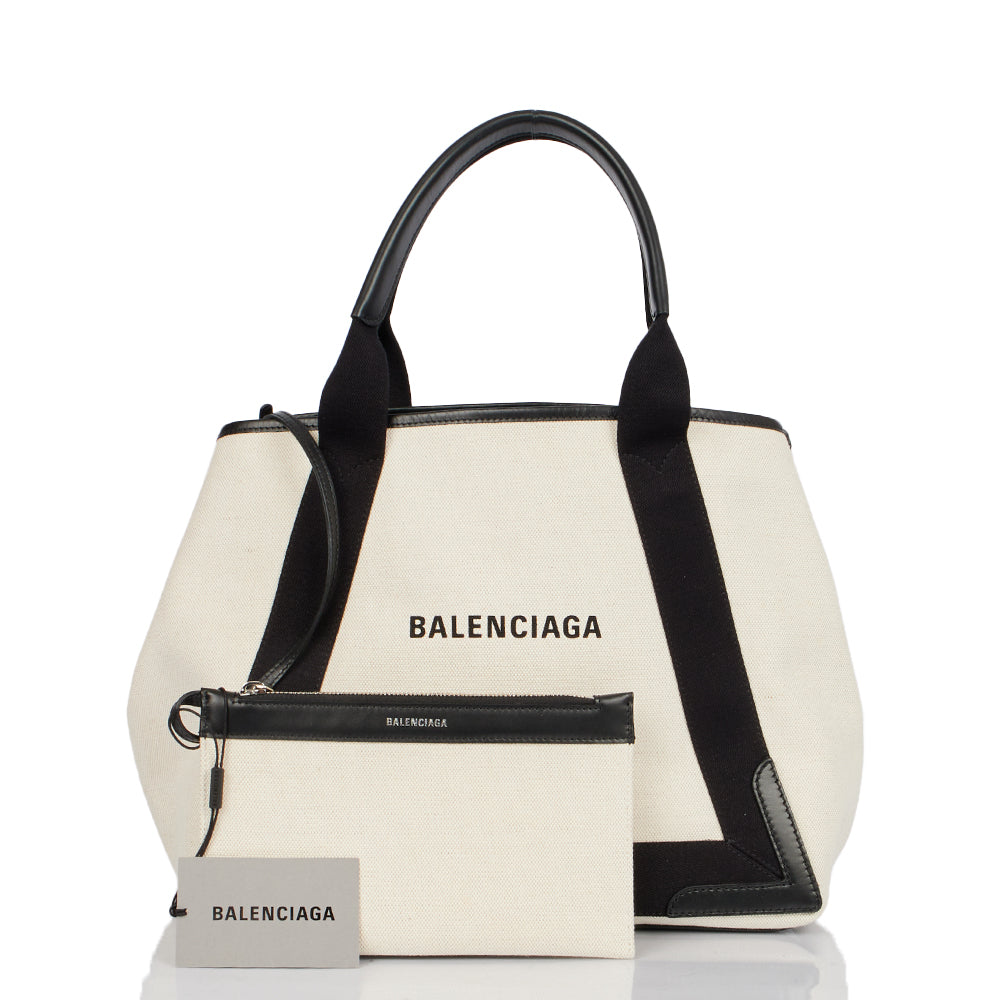 Balenciaga Cabas  in Neutral, Fabric — Side View
