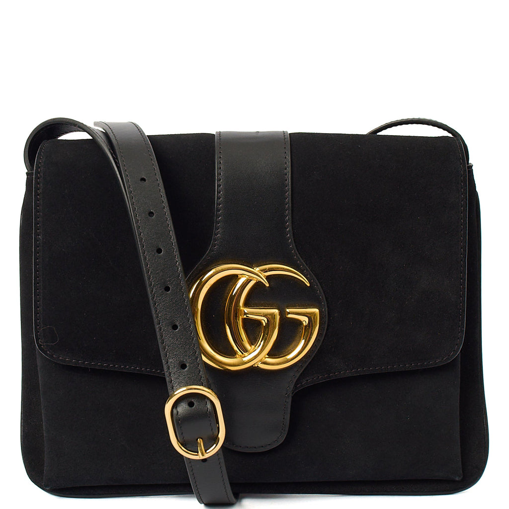 Gucci Cross Body Arli in Black, Suede — Front View