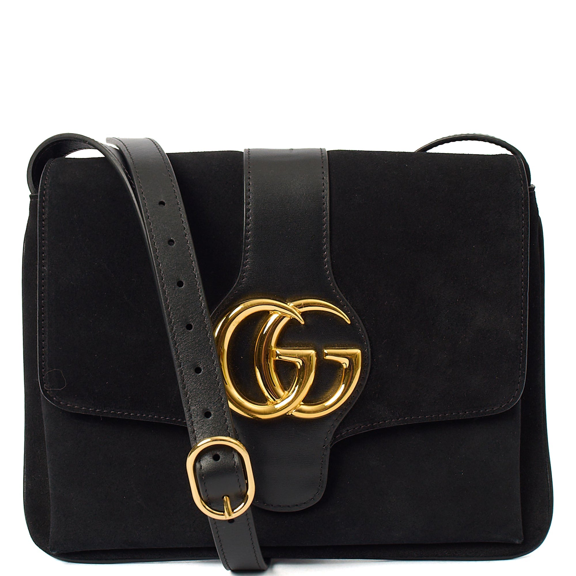 Gucci Cross Body Arli in Black, Suede — Front View