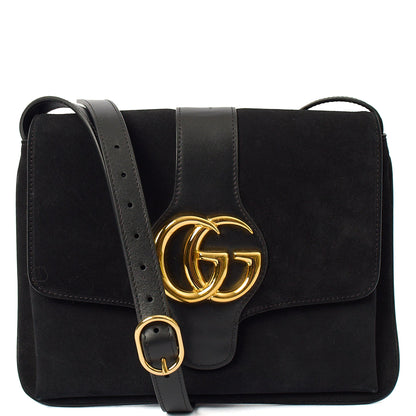 Gucci Cross Body Arli in Black, Suede — Front View