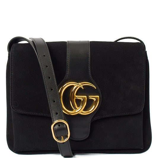 Gucci Cross Body Arli in Black, Suede — Front View