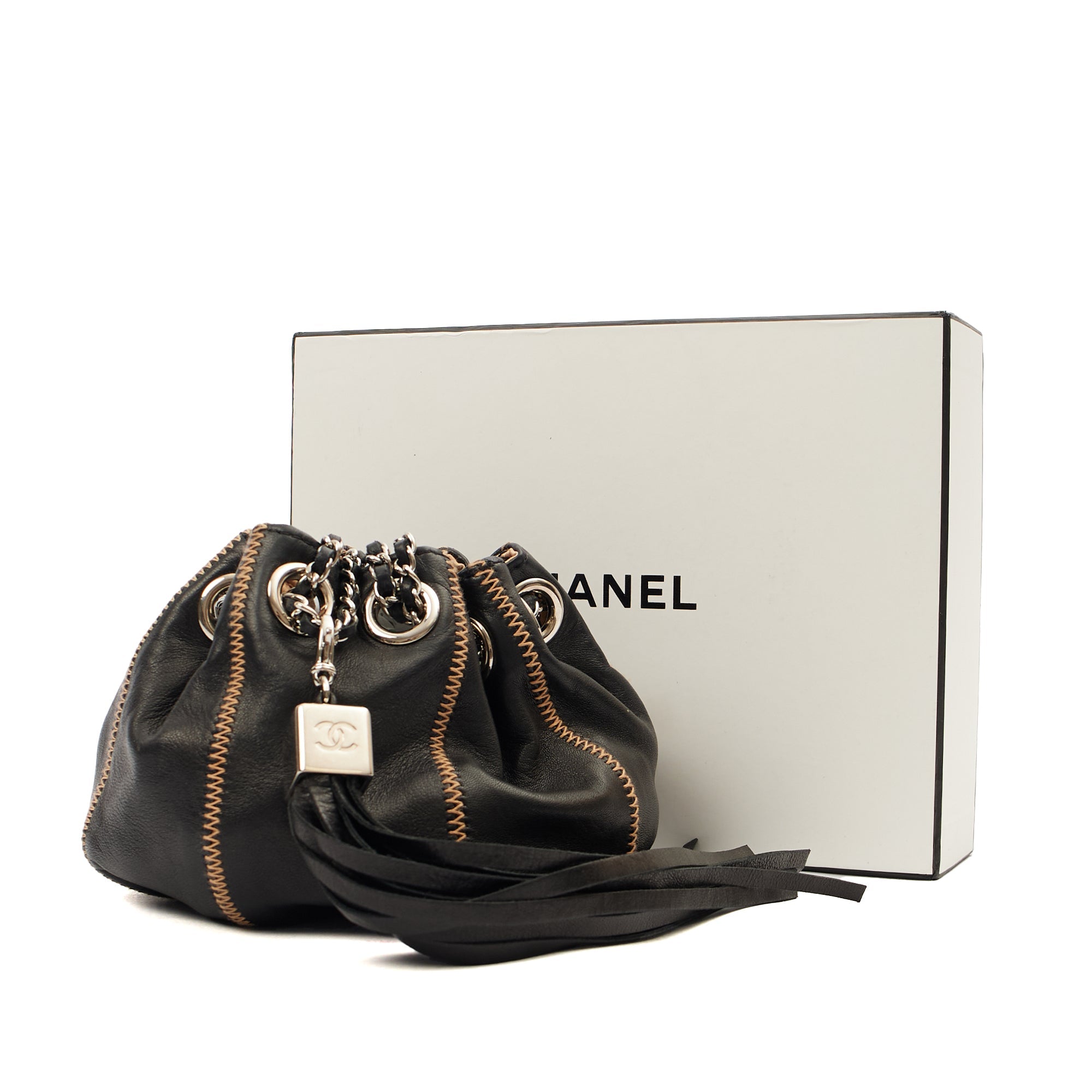 Chanel Mini Bag Bucket Bag in Black, Lambskin Leather — Alternate View 18
