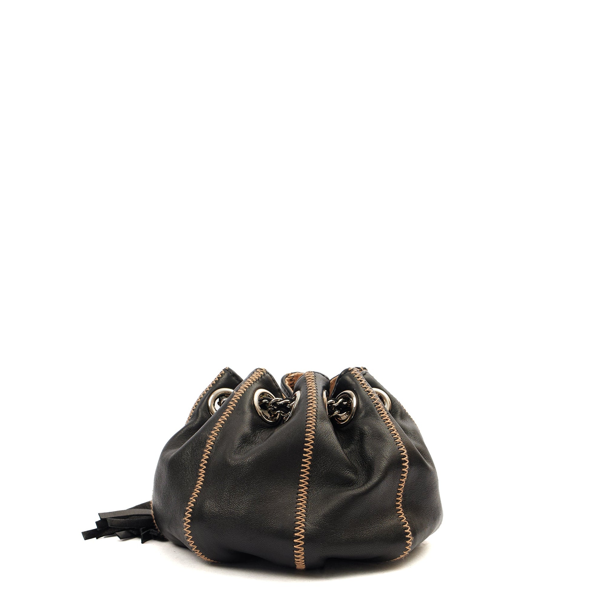 Chanel Mini Bag Bucket Bag in Black, Lambskin Leather — Alternate View 12