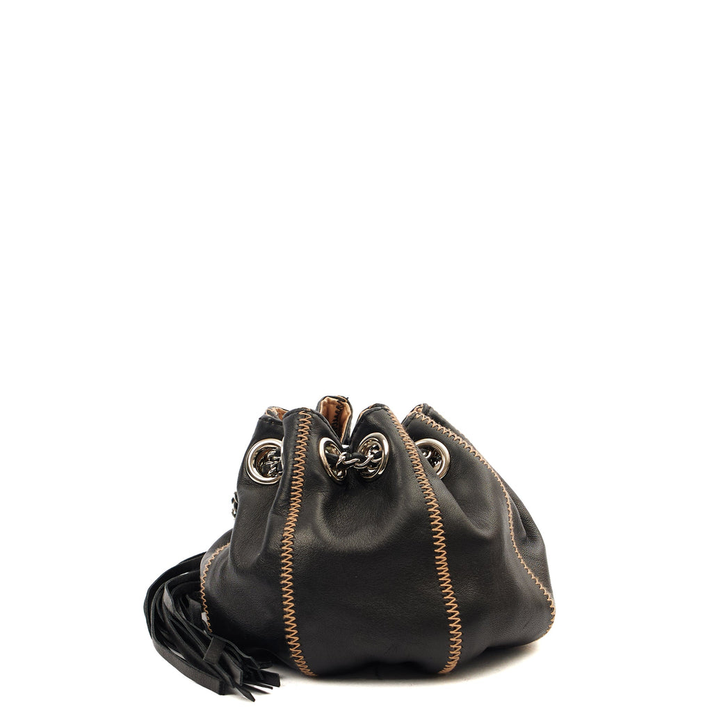 Chanel Mini Bag Bucket Bag in Black, Lambskin Leather — Alternate View 11