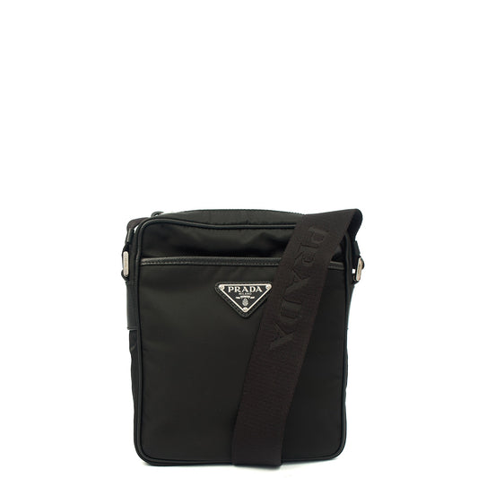 Prada Cross Body Nylon Cross Body Bag in Black, Nylon — Front View